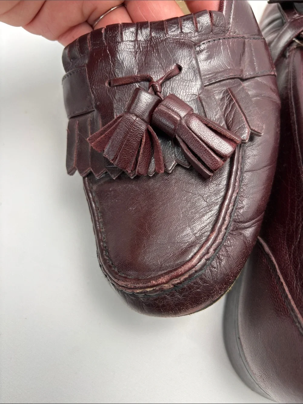 Bostonian Men's Sz9 Tassel Kiltie Loafers Wine Burgundy Vintage1980/Early90s#331